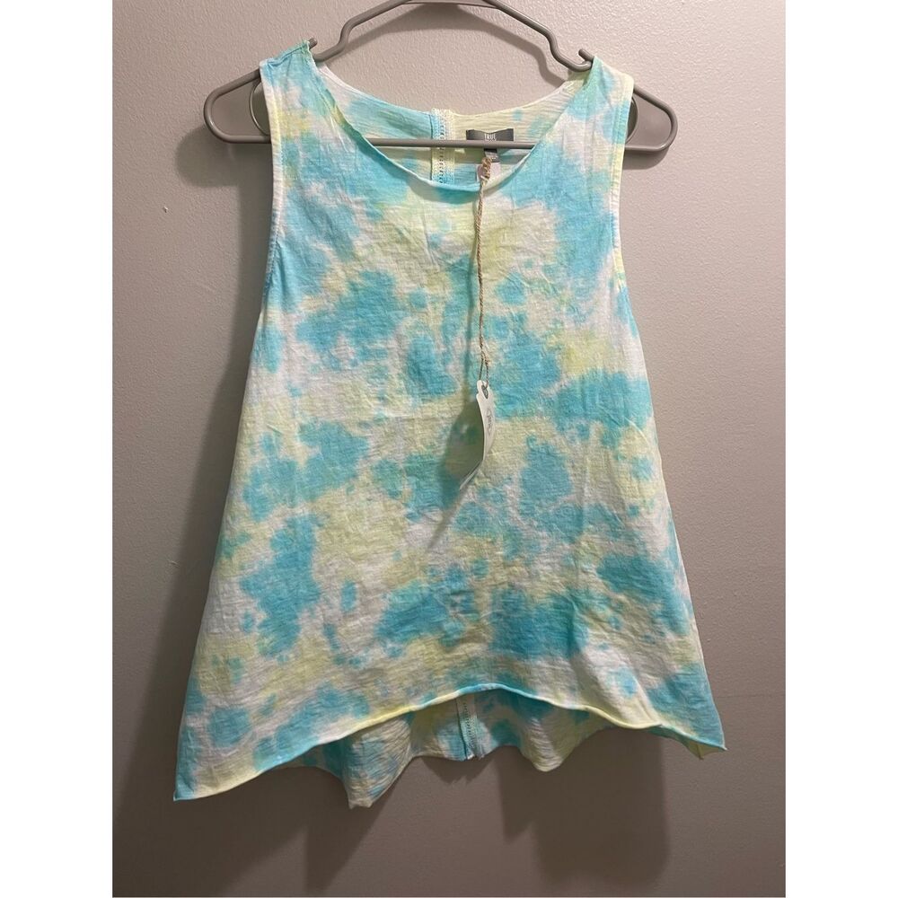 True Craft Small Boho Tie Dye Blue and Yellow Tank Top NEW